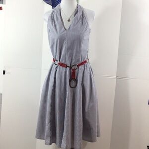 Talbots navy/white striped nautical sundress 4P